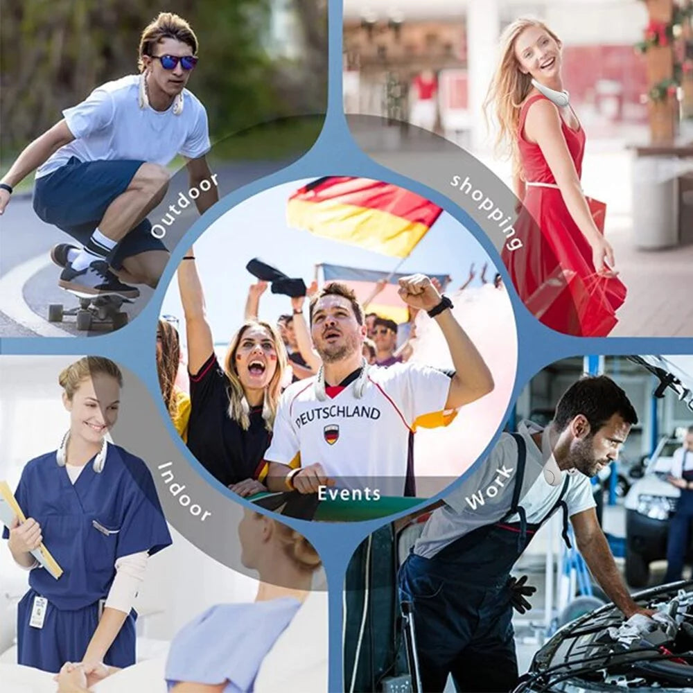 Portable Neck Fans, Hands Free Bladeless Fan, Neck Fan Rechargeable 4000 Mah Battery Operated Wearable Personal Fan, USB Powered Fan,3 Speeds-White