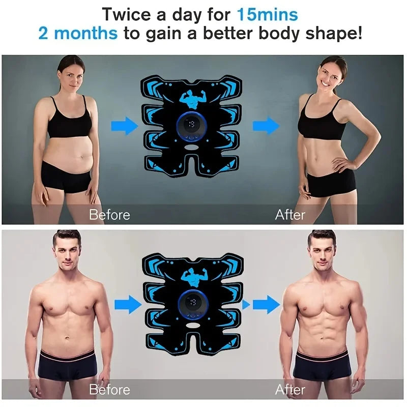 Rechargeable EMS Wireless Muscle Stimulator Trainer Smart Fitness Abdominal Training Electric Body Massager Sports Lose Weight