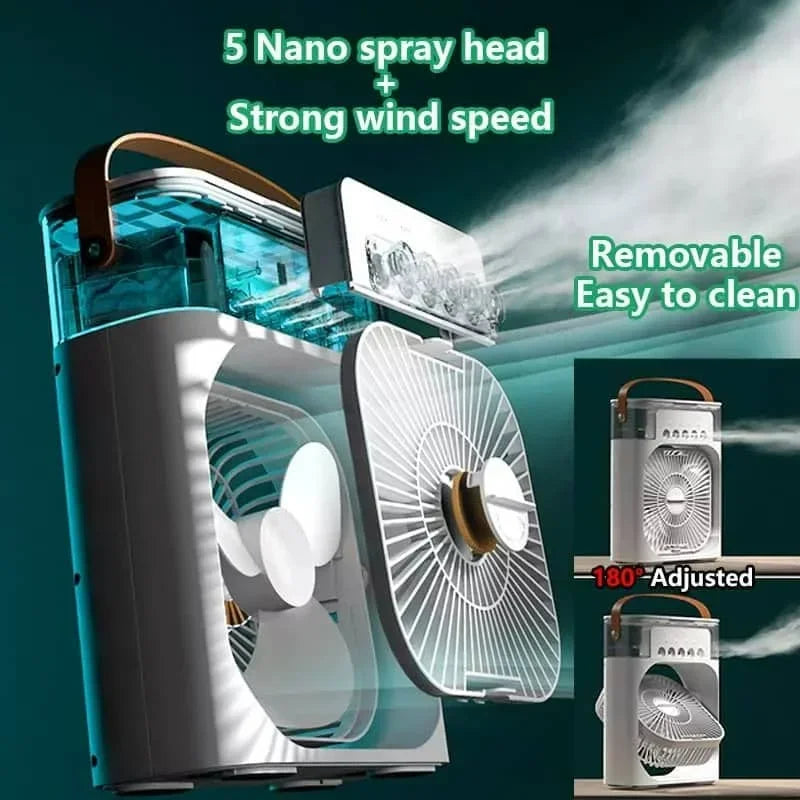 Portable 3 in 1 Fan Air Conditioner Household Small Air Cooler LED Night Lights Humidifier Air Adjustment Home Fans Dropshipping