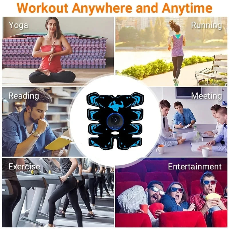 Rechargeable EMS Wireless Muscle Stimulator Trainer Smart Fitness Abdominal Training Electric Body Massager Sports Lose Weight