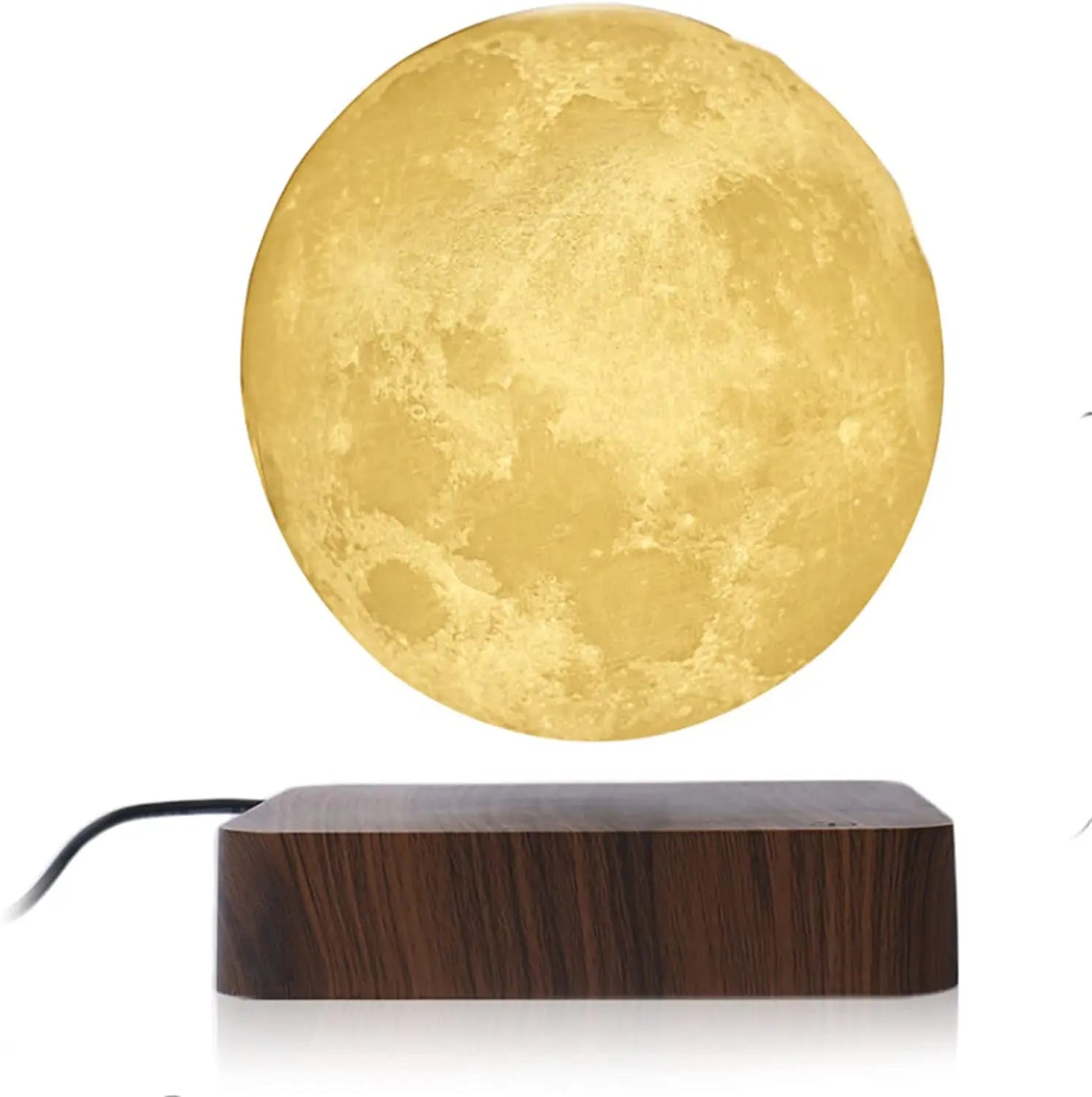 ZK30 Levitating Moon Lamp Night Light Floating 3D Printing LED Moon Lamp with Wooden Base and Magnetic with 3 Colors