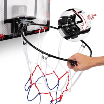 Basketball Hoop Indoor, LED Light Mini Basketball Hoops with 2 Balls & Electronic Scoreboard, over the Door Basketball Hoop, Basketball Accessories for 5 6 7 8 9 10 11 12 Year Old Kids Teen Adults