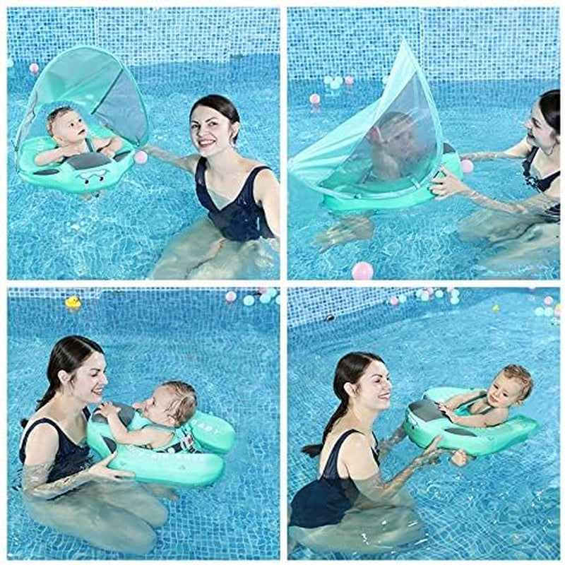 Baby Pool Float with Canopy UPF 50+, Non Inflatable  Float, Baby Floaties for Infants Swimming Training, No Flip over Baby Swimming Float