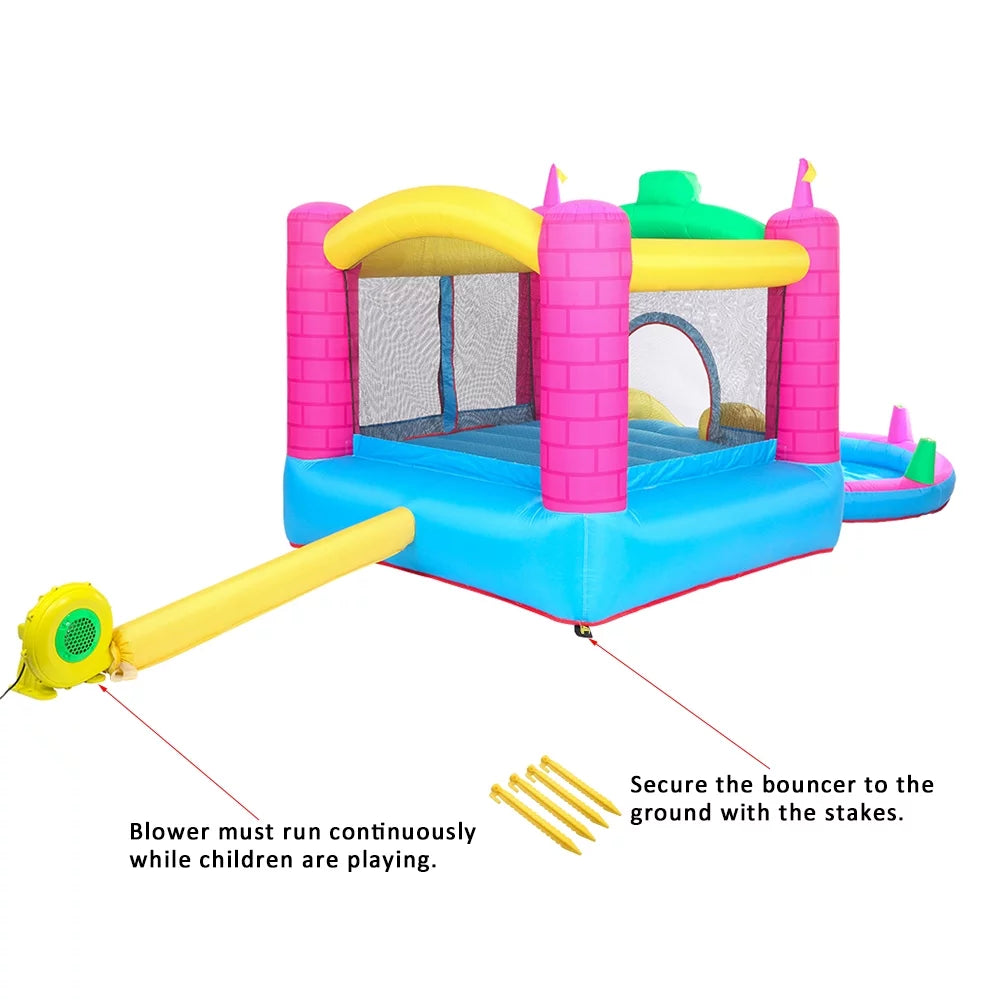 12.5' X 6.7' X 6.2' Inflatable Bounce House, Tank Jumper Water Spray Castle with 350W Air Blower