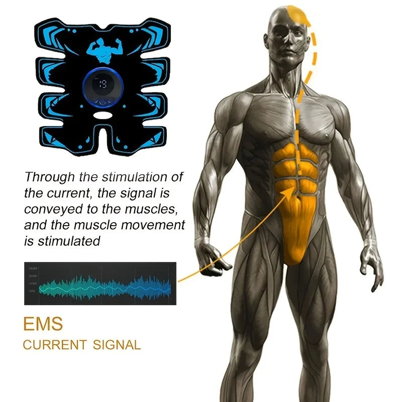 Rechargeable EMS Wireless Muscle Stimulator Trainer Smart Fitness Abdominal Training Electric Body Massager Sports Lose Weight