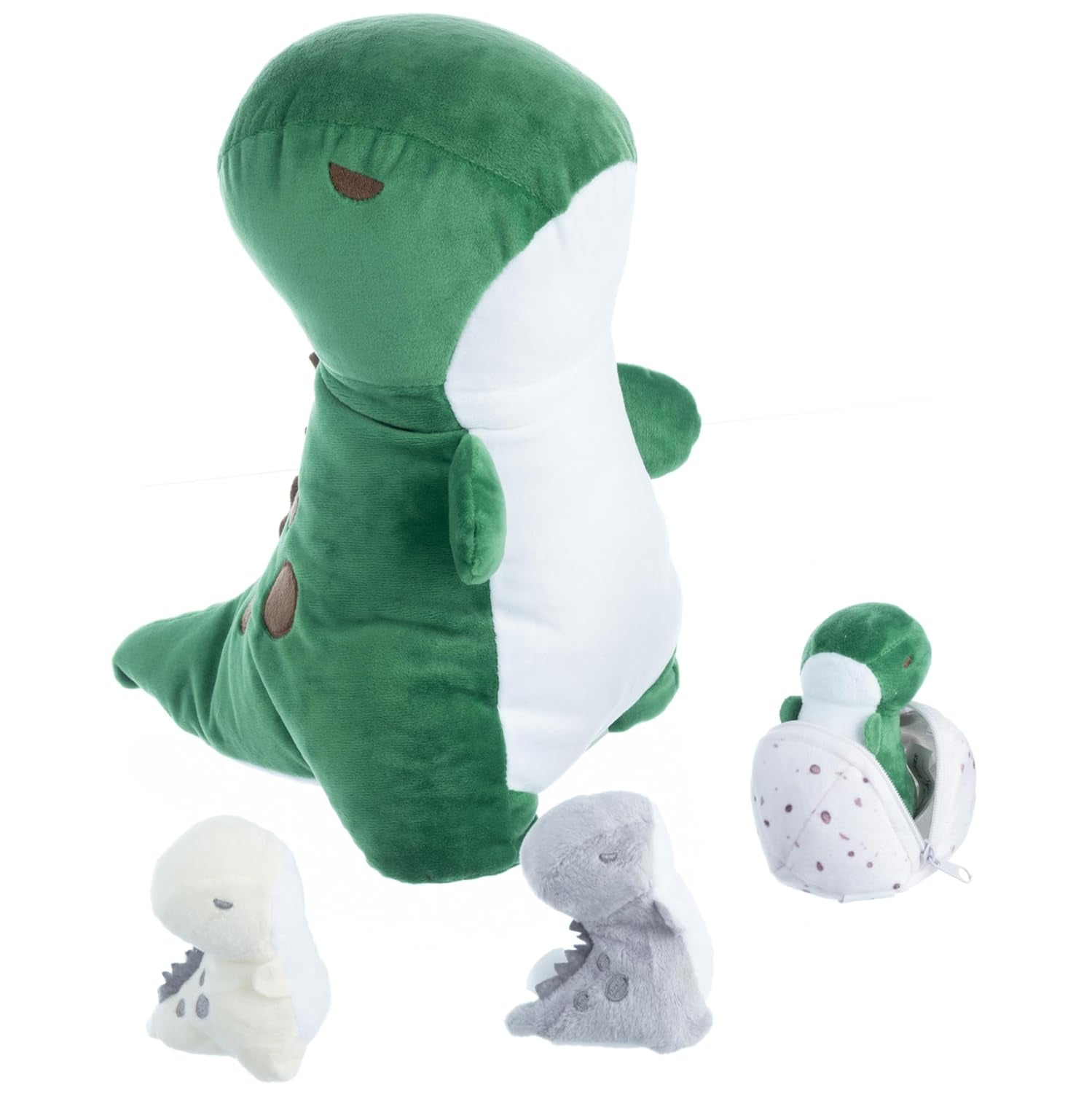 Snugababies Dinosaur (T-Rex) Stuffed Animals for Girls Ages 3 4 5 6 7 8 Years; Stuffed Mommy Dinosaur with 3 Baby Dinos in Her Tummy; Toy Pillows for Girls